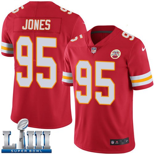 Men's Chiefs #95 Chris Jones Red Limited 2019 Super Bowl LIII Jersey