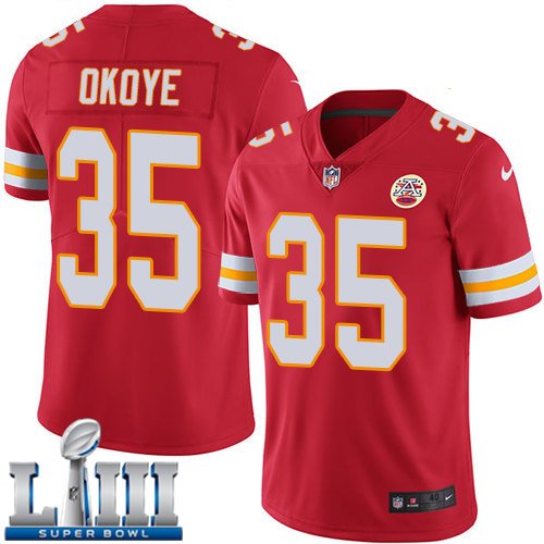 Men's Chiefs #35 Christian Okoye Red Limited 2019 Super Bowl LIII Jersey