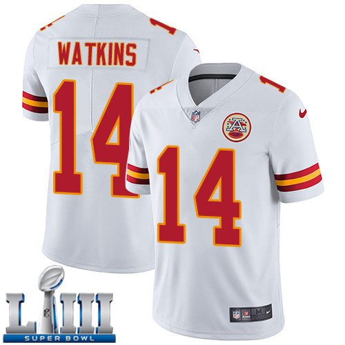 Sammy Watkins Men's Limited White 2019 Super Bowl LIII Jersey #14 Chiefs Road