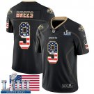 #9 Saints Drew Brees Limited Men's Black 2019 Super Bowl LIII Jersey USA Flag