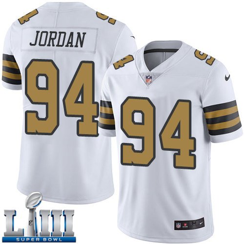 #94 Saints Cameron Jordan Limited Men's White 2019 Super Bowl LIII Jersey Rush