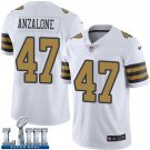 #47 Saints Alex Anzalone Limited Men's White 2019 Super Bowl LIII Jersey Rush