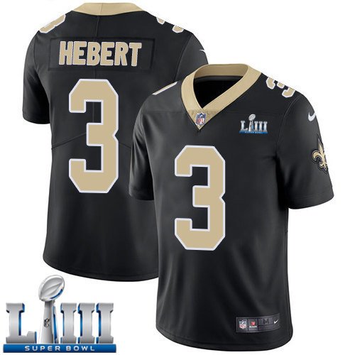 #3 Saints Bobby Hebert Limited Men's Home Black 2019 Super Bowl LIII Jersey