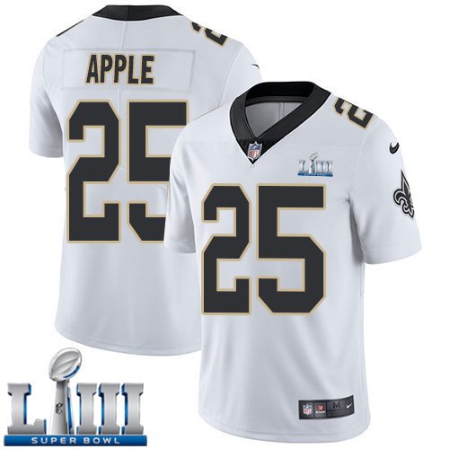 #25 Saints Eli Apple Limited Men's Road White 2019 Super Bowl LIII Jersey