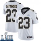 #23 Saints Marshon Lattimore Limited Men's Road White 2019 Super Bowl LIII Jersey