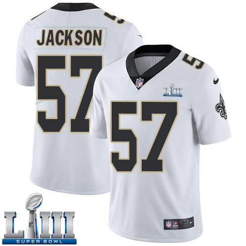 #57 Saints Rickey Jackson Limited Men's Road White 2019 Super Bowl LIII Jersey