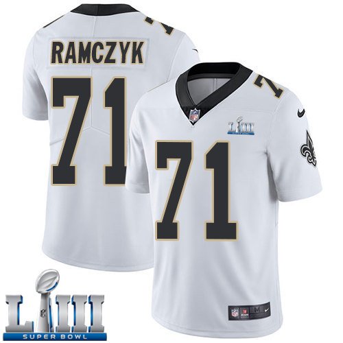 #71 Saints Ryan Ramczyk Limited Men's Road White 2019 Super Bowl LIII Jersey