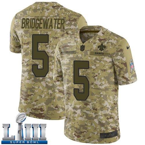 #5 Saints Teddy Bridgewater Limited Men's Camo 2019 Super Bowl LIII Jersey