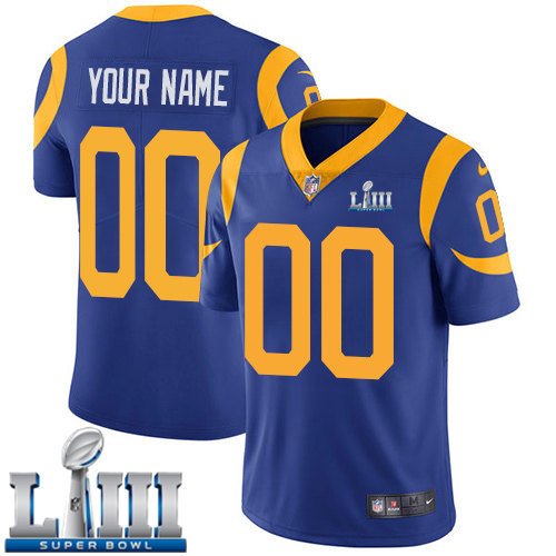 Men's Limited Rams Royal Blue 2019 Super Bowl LIII Jersey Custom Name And Numberized