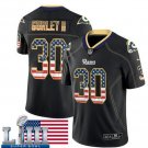 Rams #30 Todd Gurley II Black Men's Stitched Limited USA Flag 2019 Super Bowl LIII Jersey