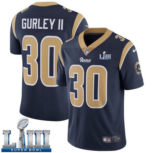 Men's Limited Todd Gurley Rams Navy Blue 2019 Super Bowl LIII Jersey #30 Home