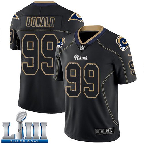 Men's Limited Aaron Donald Rams Lights Out Black 2019 Super Bowl LIII Jersey