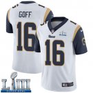 Men's Limited Jared Goff Rams White 2019 Super Bowl LIII Jersey #16 Road