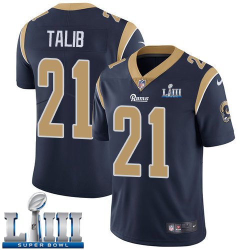 Men's Limited Aqib Talib Rams Navy Blue 2019 Super Bowl LIII Jersey #21 Home