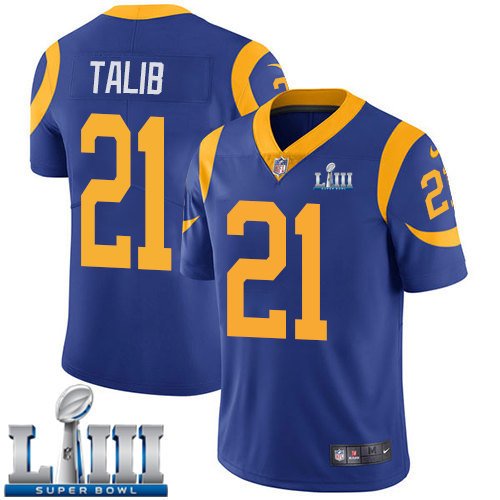 Men's Limited Aqib Talib Rams Royal Blue 2019 Super Bowl LIII Jersey #21