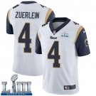 Men's Limited Greg Zuerlein Rams White 2019 Super Bowl LIII Jersey #4 Road