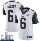 Men's Limited Johnny Hekker Rams White 2019 Super Bowl LIII Jersey #6 Road