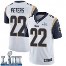Men's Limited Marcus Peters Rams White 2019 Super Bowl LIII Jersey #22 Road