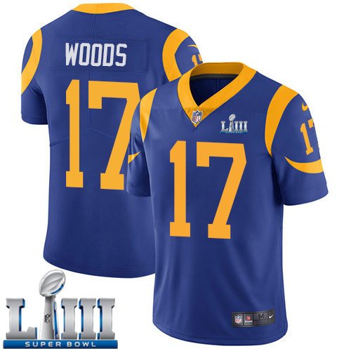 Men's Limited Robert Woods Rams Royal Blue 2019 Super Bowl LIII Jersey #17