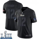 #12 Patriots Tom Brady Limited Men's Black 2019 Super Bowl LIII Jersey Impact