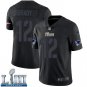 #12 Patriots Tom Brady Limited Men's Black 2019 Super Bowl LIII Jersey Impact