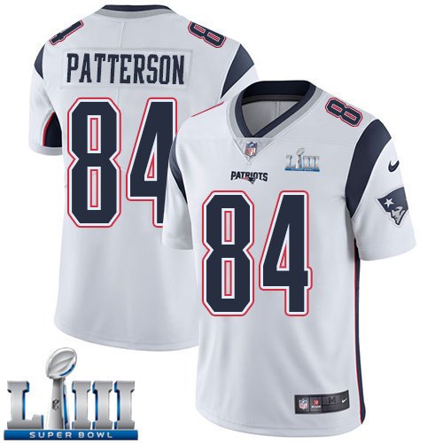 #84 Patriots Cordarrelle Patterson Limited Men's Road White 2019 Super Bowl LIII Jersey