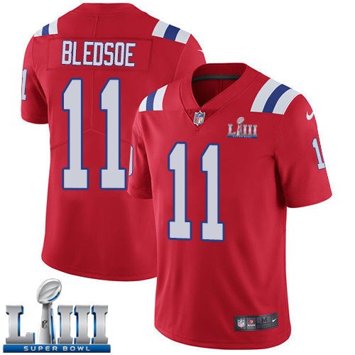 #11 Patriots Drew Bledsoe Limited Men's Alternate Red 2019 Super Bowl LIII Jersey