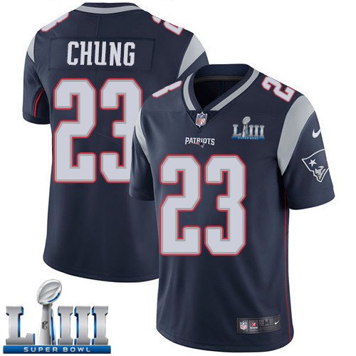 #23 Patriots Patrick Chung Limited Men's Home Navy Blue 2019 Super Bowl LIII Jersey