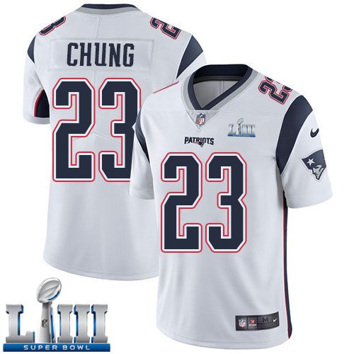 #23 Patriots Patrick Chung Limited Men's Road White 2019 Super Bowl LIII Jersey