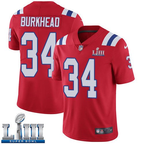 #34 Patriots Rex Burkhead Limited Men's Alternate Red 2019 Super Bowl LIII Jersey
