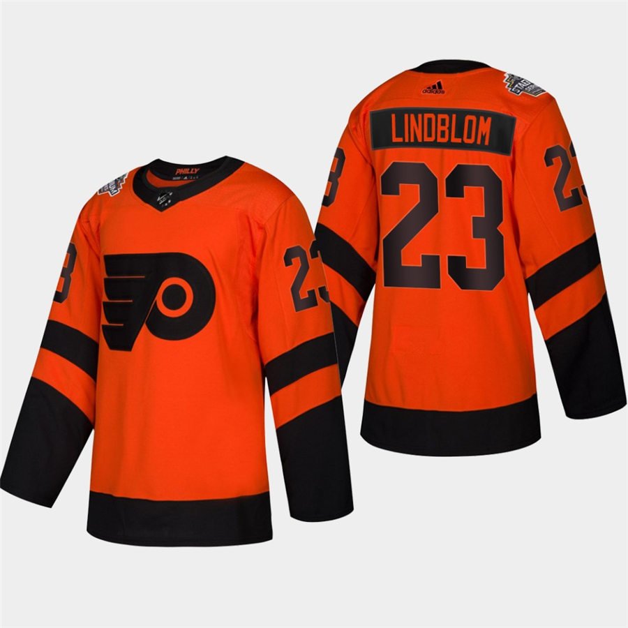 Men's Oskar Lindblom Flyers Orange 2019 Stadium Series Stitched Jersey