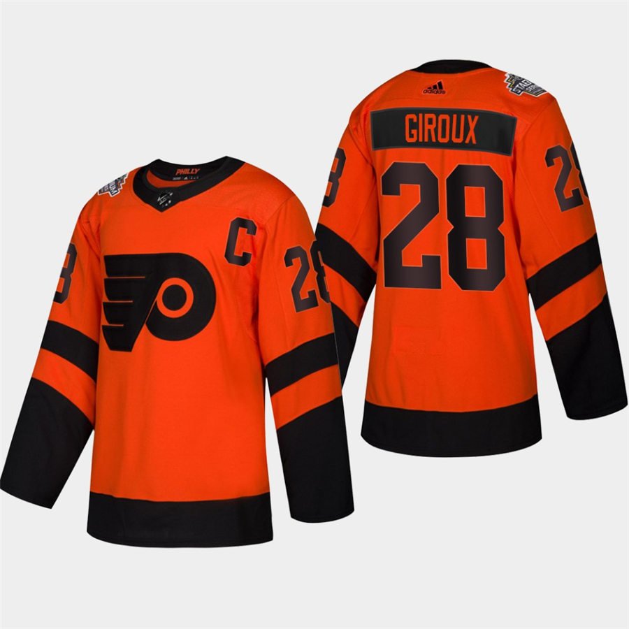Men's Claude Giroux Flyers Orange 2019 Stadium Series Stitched Jersey