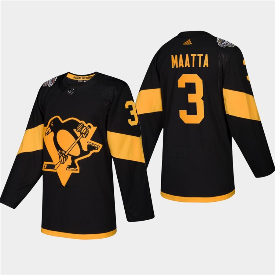 Men's Olli Maatta Penguins Black 2019 Stadium Series Stitched Jersey