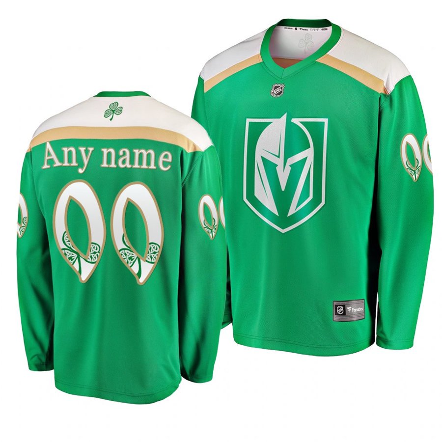 Golden Knights #00 Custom Name And Number St. Patrick's Day Green Stitched Jersey