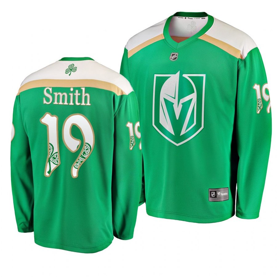Golden Knights #19 Reilly Smith St. Patrick's Day Green Stitched Jersey