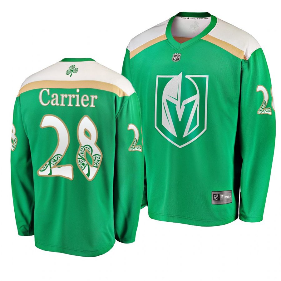 Golden Knights #28 William Carrier St. Patrick's Day Green Stitched Jersey