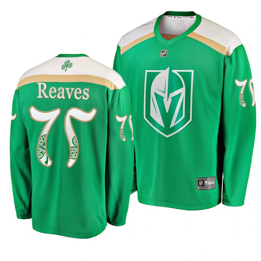 Golden Knights #75 Ryan Reaves St. Patrick's Day Green Stitched Jersey