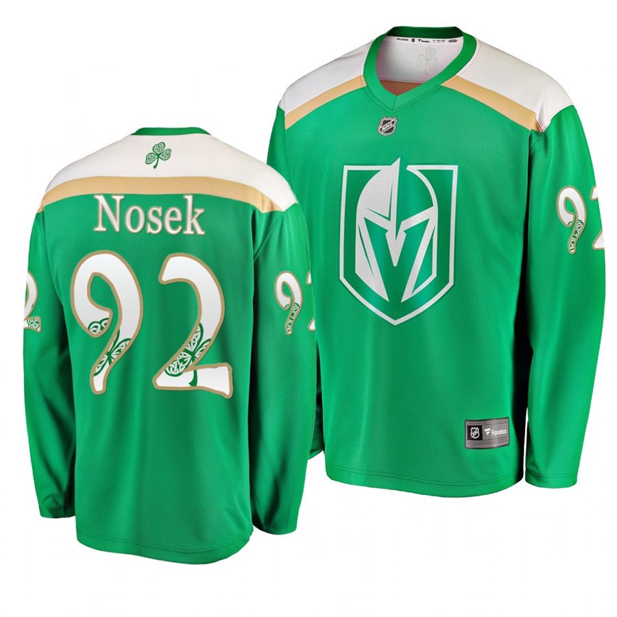 Golden Knights #92 Tomas Nosek St. Patrick's Day Green Stitched Jersey