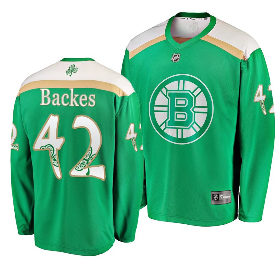 Bruins #42 David Backes St. Patrick's Day Green Stitched Jersey