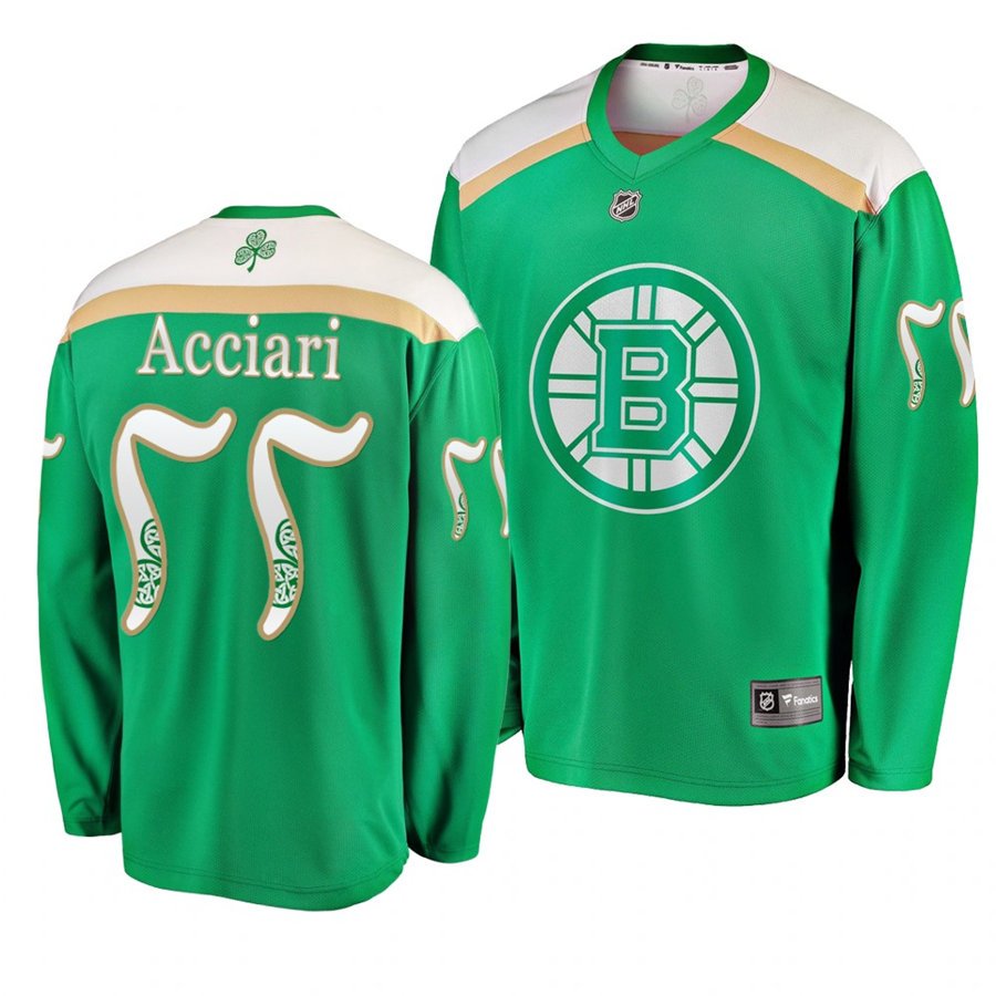 Bruins #55 Noel Acciari St. Patrick's Day Green Stitched Jersey