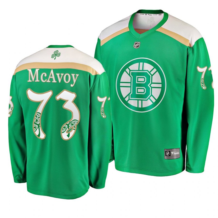 Bruins #73 Charlie McAvoy St. Patrick's Day Green Stitched Jersey
