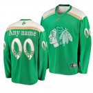 Blackhawks #00 Custom Name And Number St. Patrick's Day Green Stitched Jersey