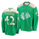 Blackhawks #42 Gustav Forsling St. Patrick's Day Green Stitched Jersey