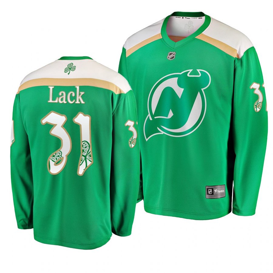 Devils Eddie Lack St. Patrick's Day Green Stitched Jersey Green