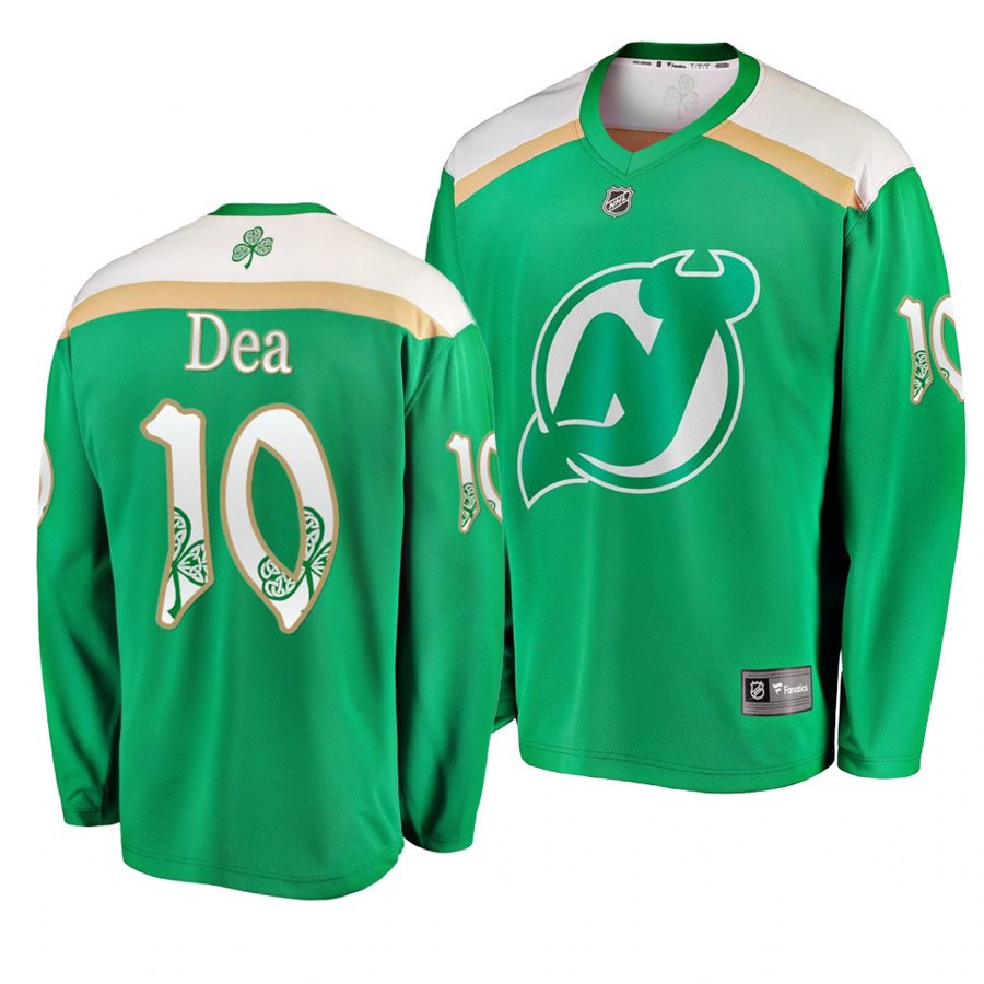 Devils Jean-Sebastien Dea St. Patrick's Day Green Stitched Jersey Green