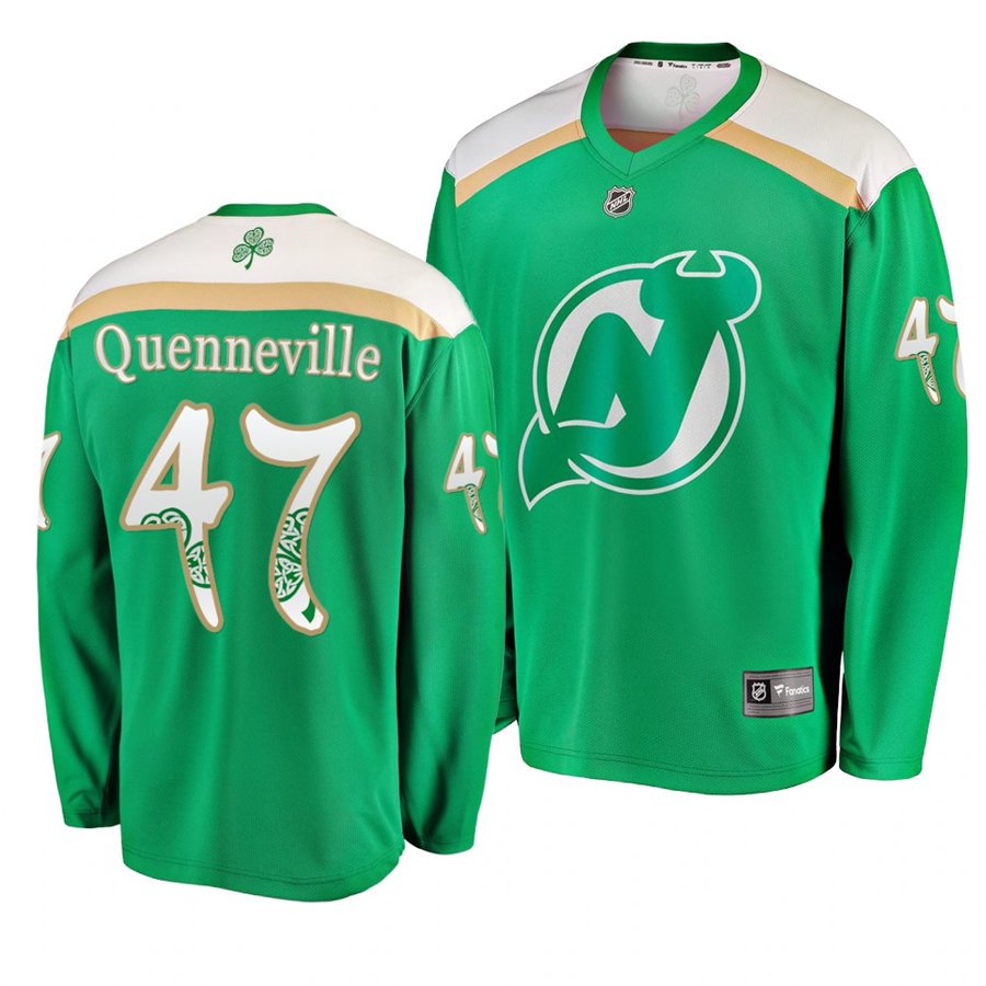 Devils John Quenneville St. Patrick's Day Green Stitched Jersey Green