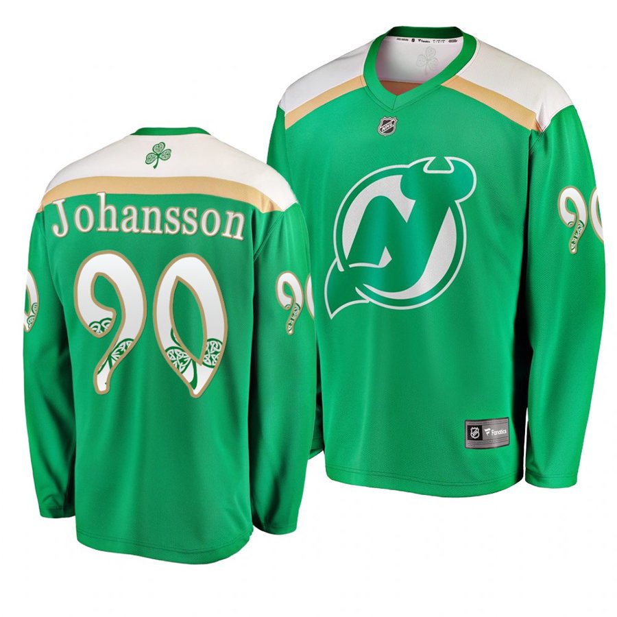 Devils #90 Marcus Johansson St. Patrick's Day Green Stitched Jersey