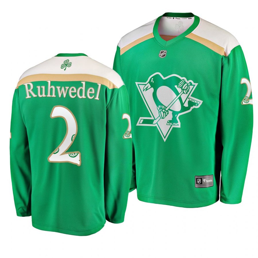 Penguins Chad Ruhwedel St. Patrick's Day Green Stitched Jersey Green