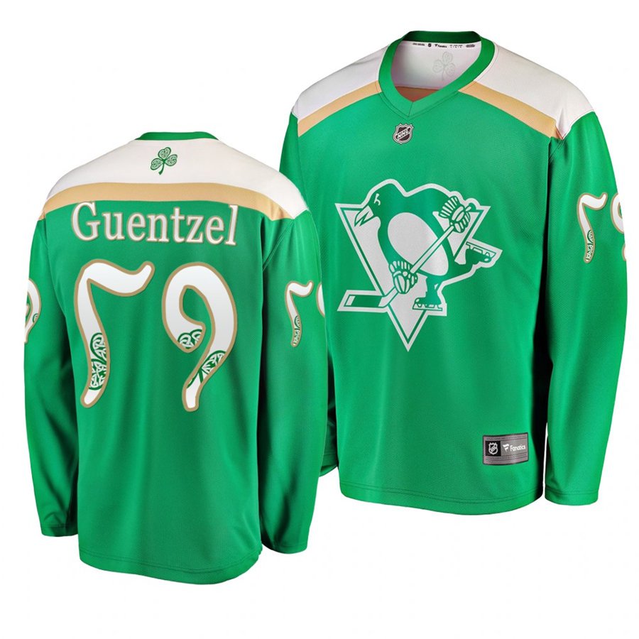 Penguins Jake Guentzel St. Patrick's Day Green Stitched Jersey Green