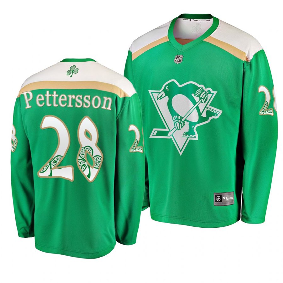 Penguins Marcus Pettersson St. Patrick's Day Green Stitched Jersey Green